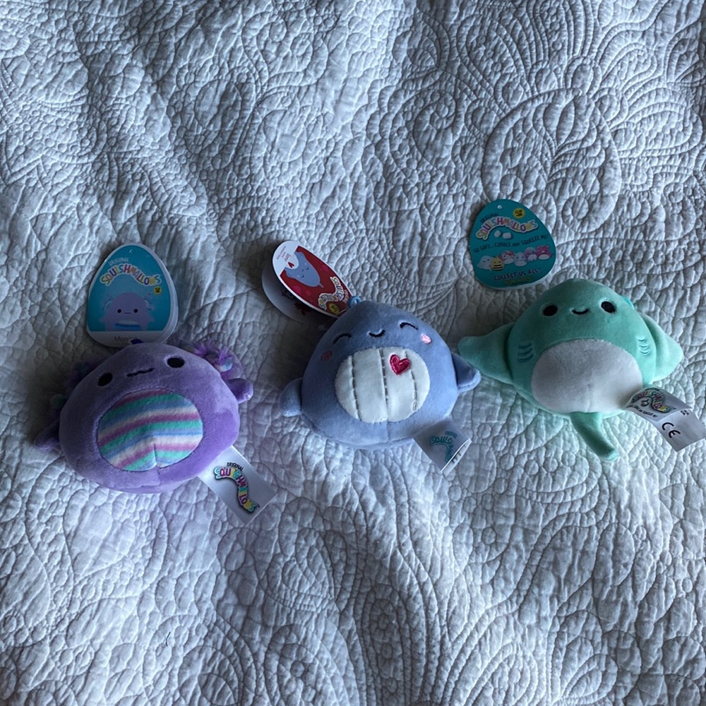 “Sea life” Squishmallow keychain bundle